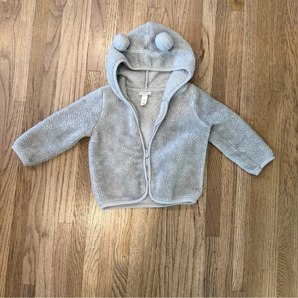 Gray Fuzzy Baby Hoodie with Ears - 18 mo Cat & Jack